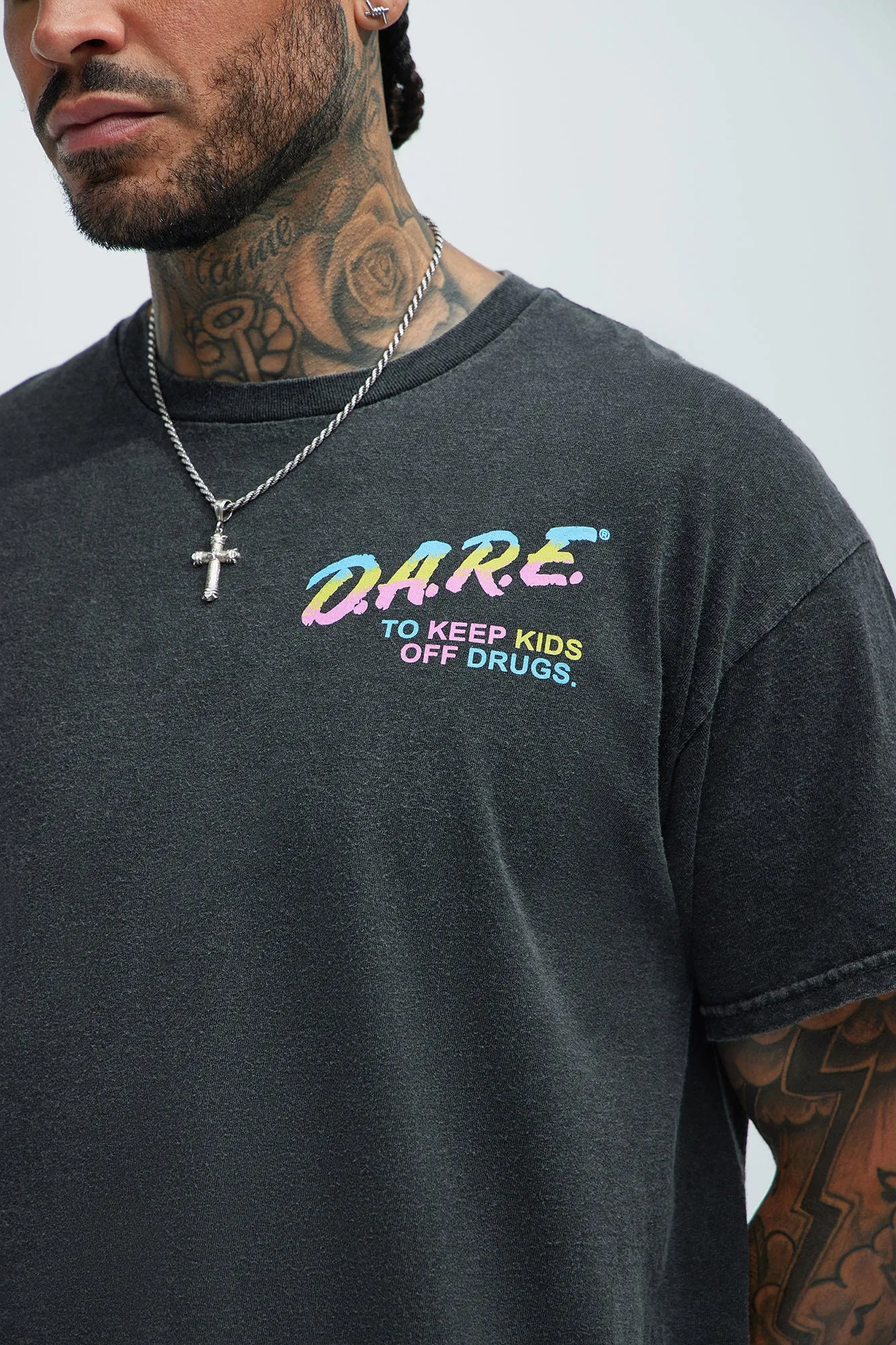 DARE Daren The Lion Short Sleeve Tee - Black Wash sold by Fashion Nova product image thumbnail 4