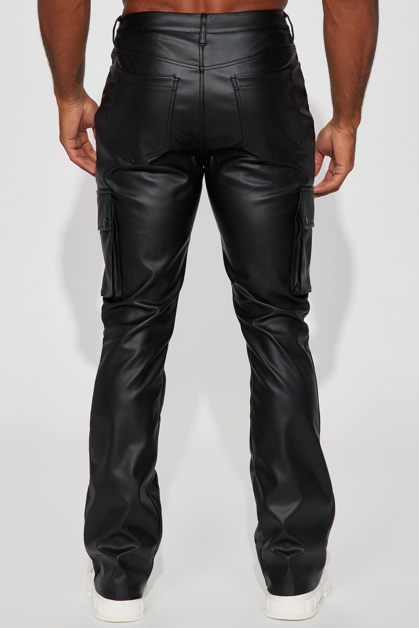 Finest Faux Leather Cargo Flare Pants - Black sold by Fashion Nova product image thumbnail 6