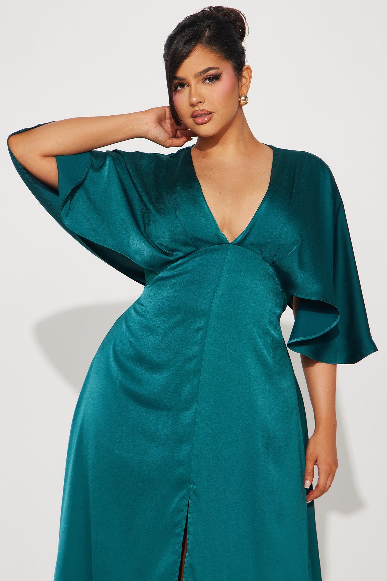 Inaya Satin Maxi Dress - Hunter sold by Fashion Nova product image thumbnail 5