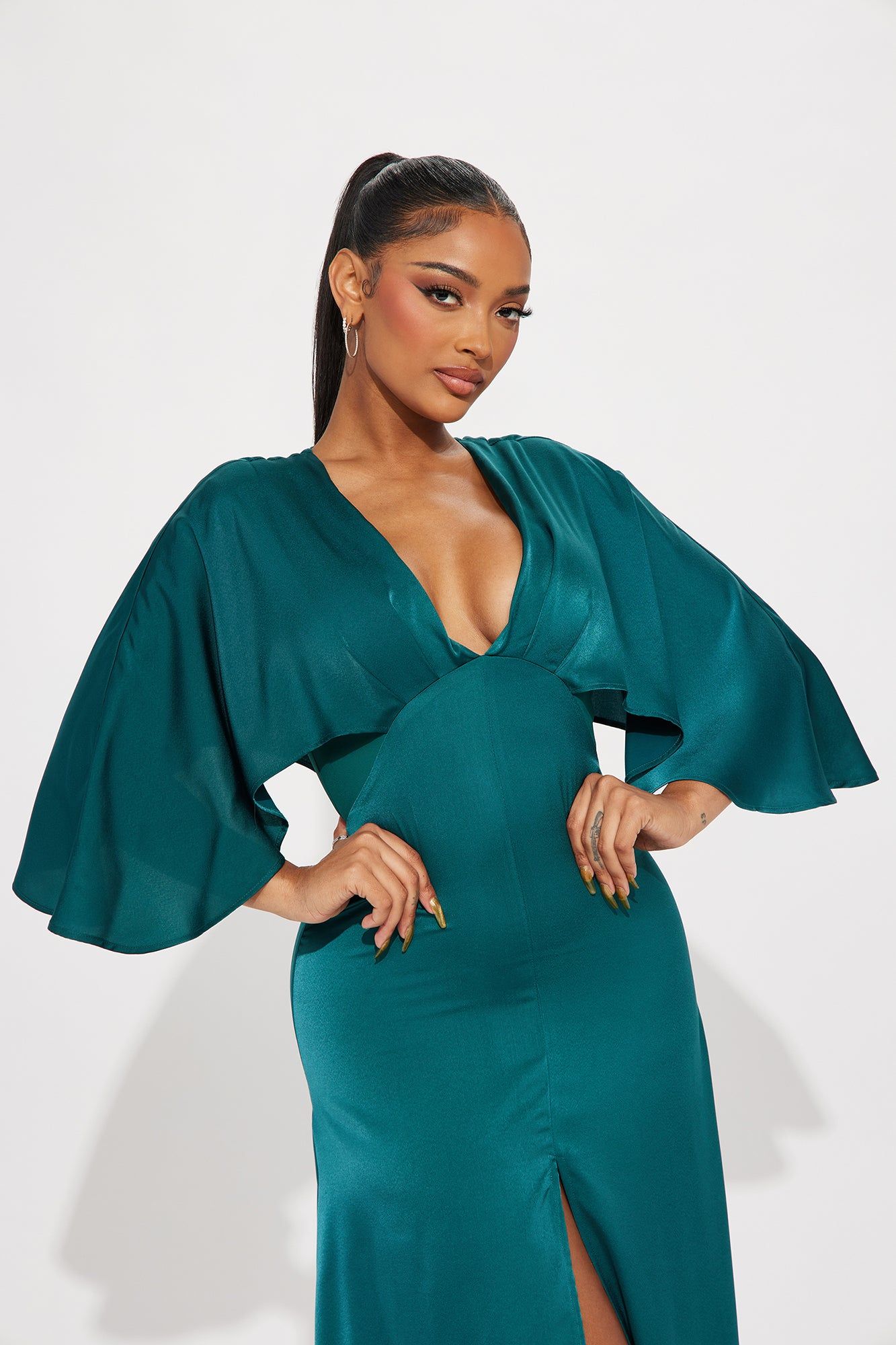 Inaya Satin Maxi Dress - Hunter sold by Fashion Nova product image thumbnail 2