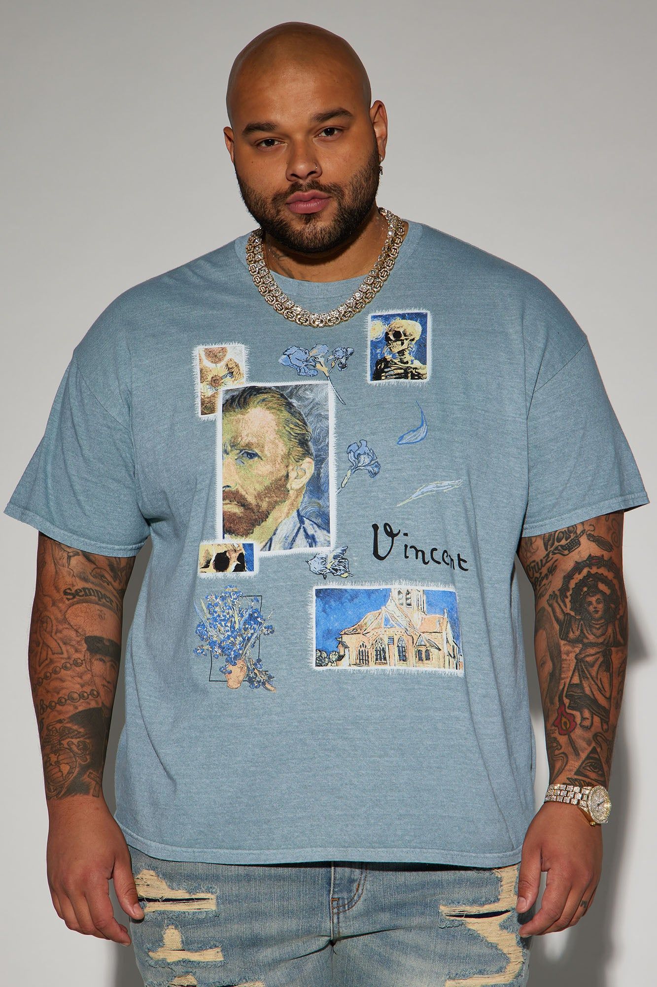 Vincent Van Gogh Portraits Short Sleeve Tee - Jade sold by Fashion Nova product image thumbnail 2