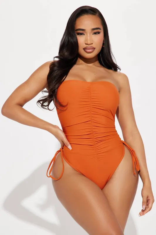 Eloise Ruched 1 Piece Swimsuit - Rust sold by Fashion Nova