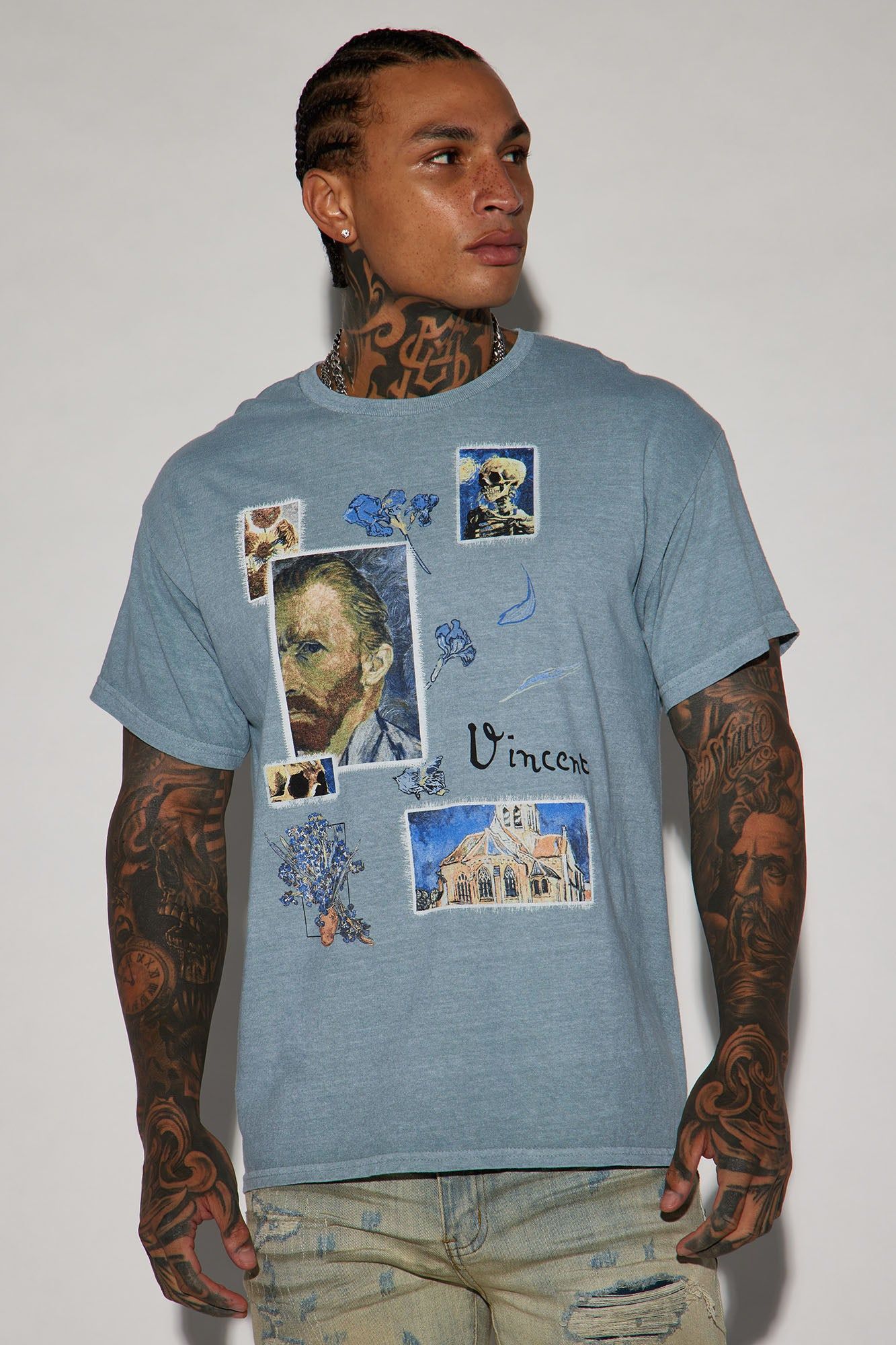 Vincent Van Gogh Portraits Short Sleeve Tee - Jade sold by Fashion Nova