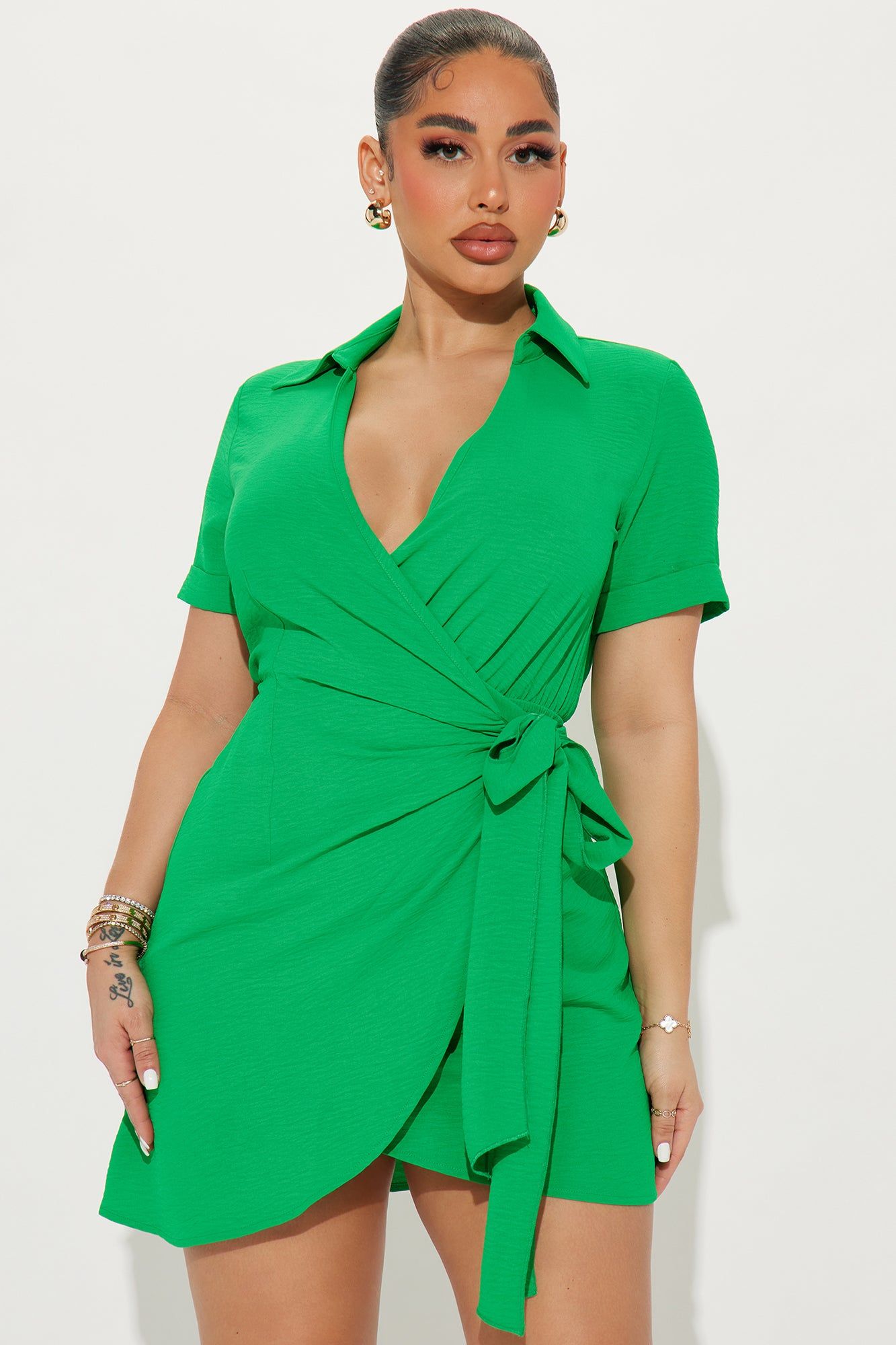 Wynona Wrap Mini Dress - Kelly Green sold by Fashion Nova product image thumbnail 2