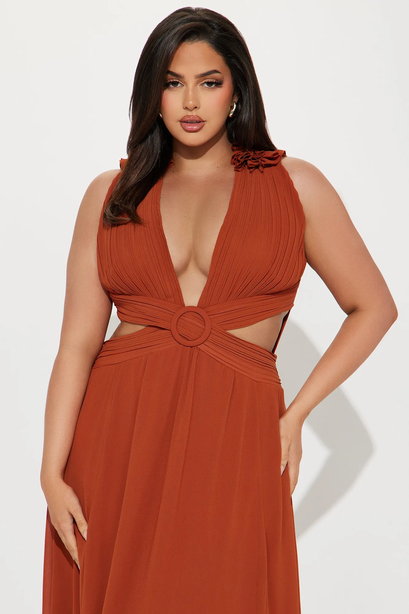 Draping Dreams Chiffon Maxi Dress - Rust sold by Fashion Nova product image thumbnail 5