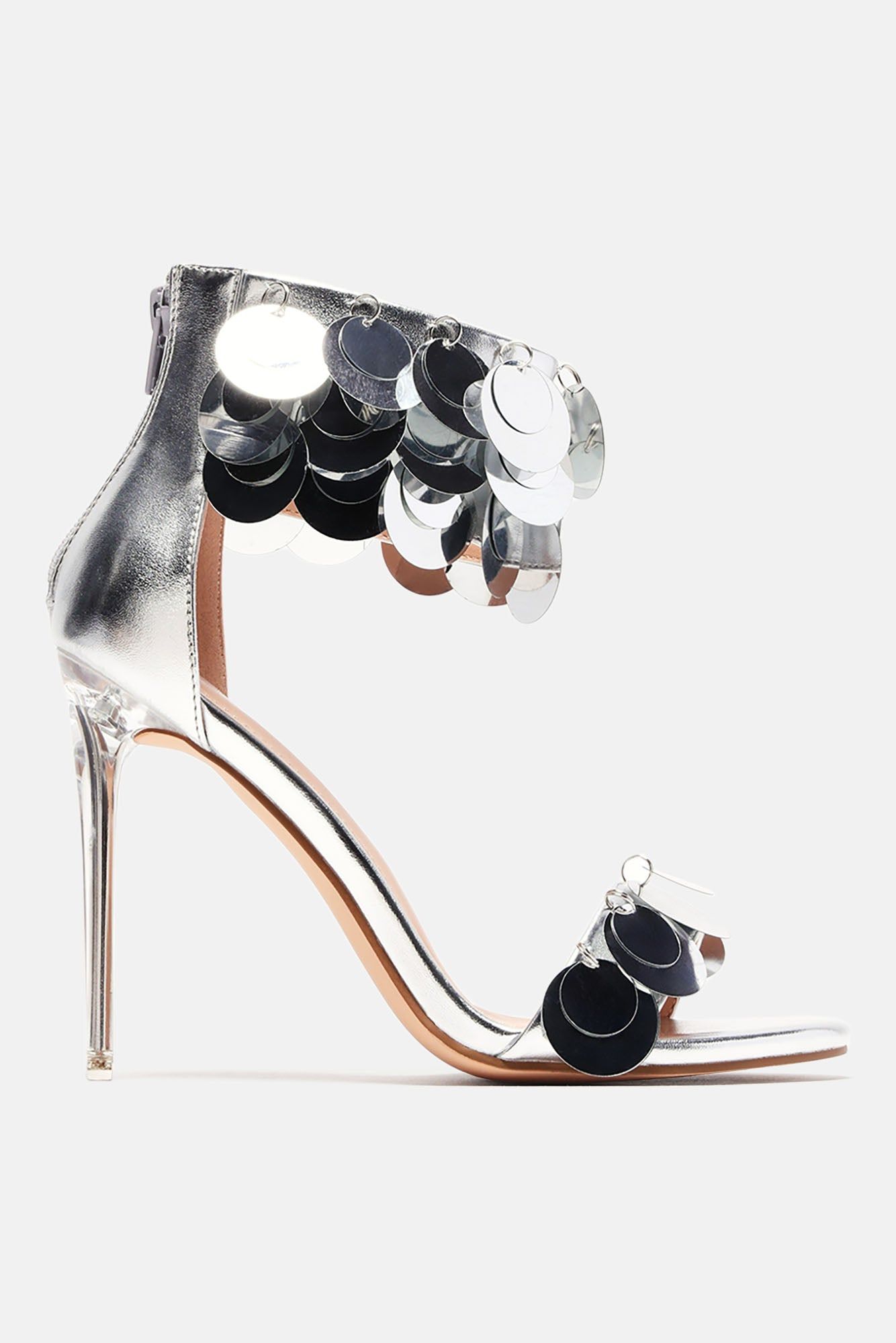 Chase Me Sequin Heels - Silver sold by Fashion Nova