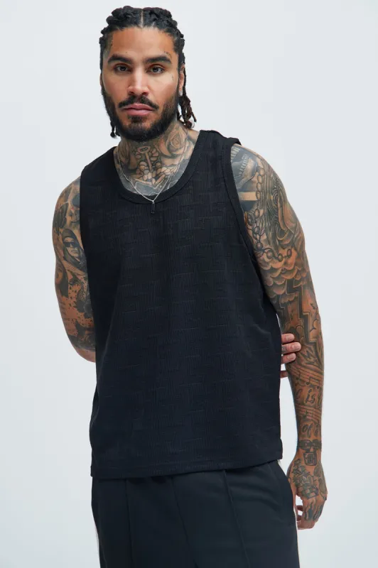 Ethel Textured Relaxed Tank - Black sold by Fashion Nova