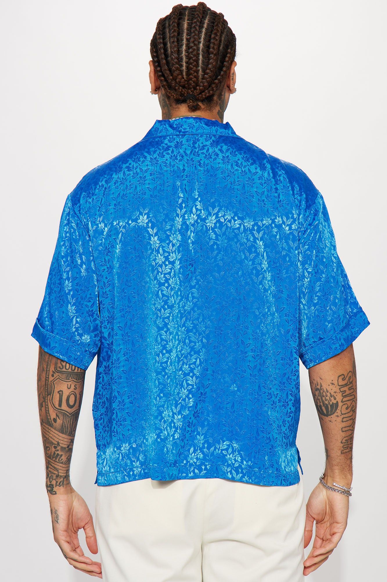 Feel The Gleam Short Sleeve Button Up - Blue sold by Fashion Nova product image thumbnail 4