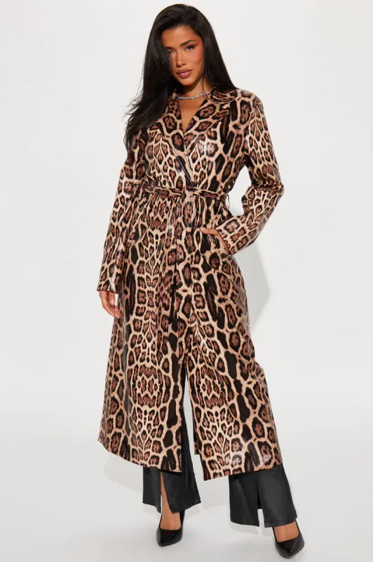 Cause A Riot Faux Leather Trench - Camel sold by Fashion Nova