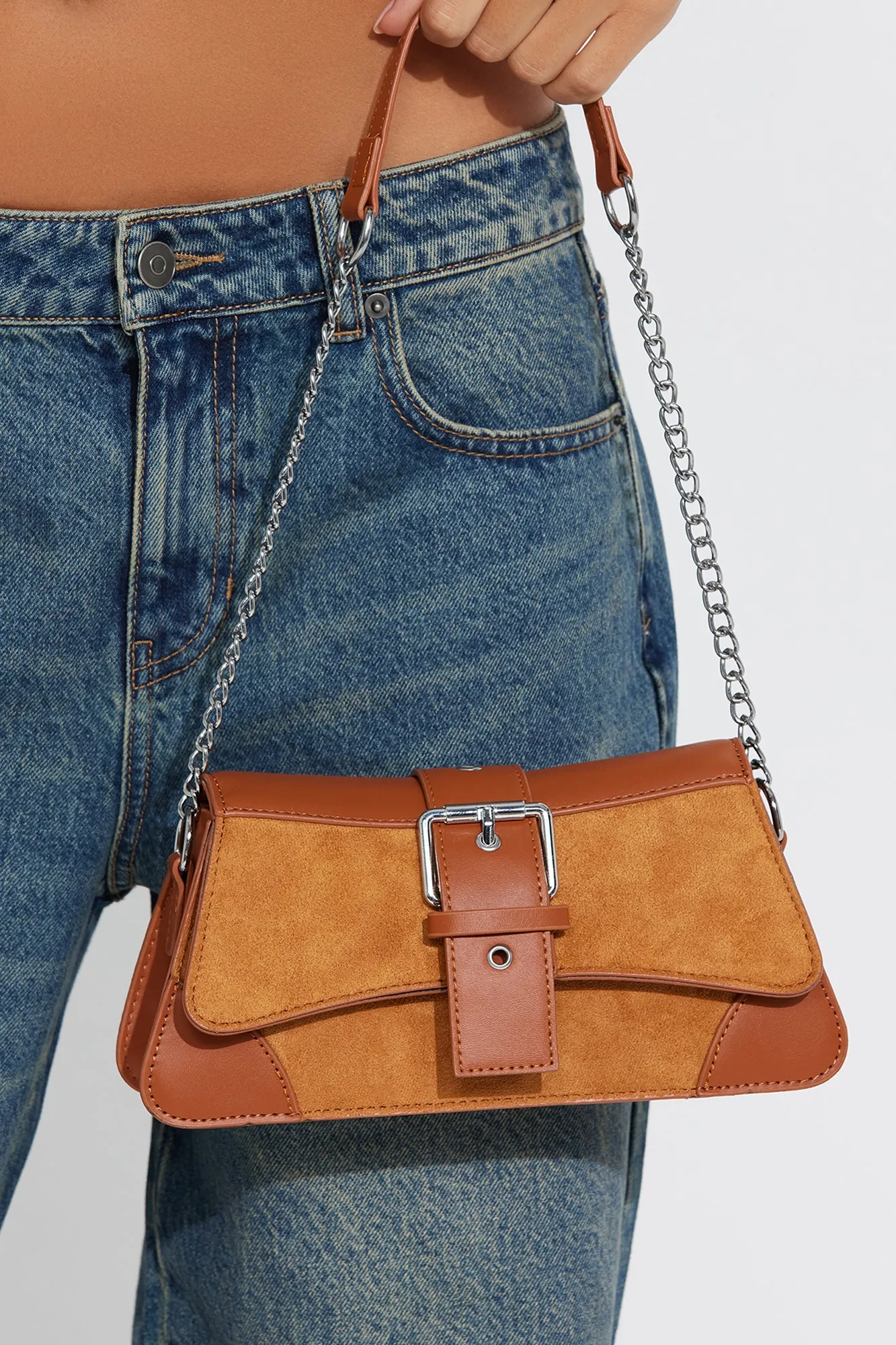 Fall In The City Handbag - Brown/combo sold by Fashion Nova