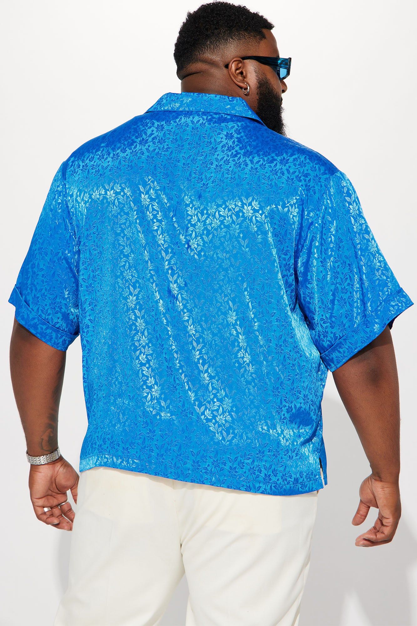 Feel The Gleam Short Sleeve Button Up - Blue sold by Fashion Nova product image thumbnail 6