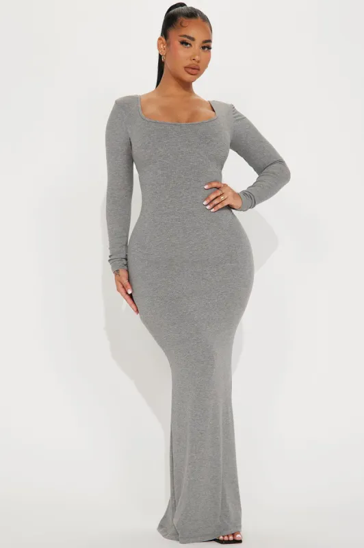 Ariana Shapewear Maxi Dress - Heather Grey sold by Fashion Nova