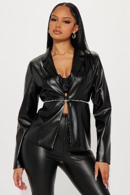 Aniyah Faux Leather Jacket - Black sold by Fashion Nova