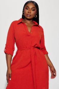 Claire Mini Shirt Dress - Rust sold by Fashion Nova