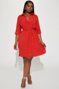 Claire Mini Shirt Dress - Rust sold by Fashion Nova