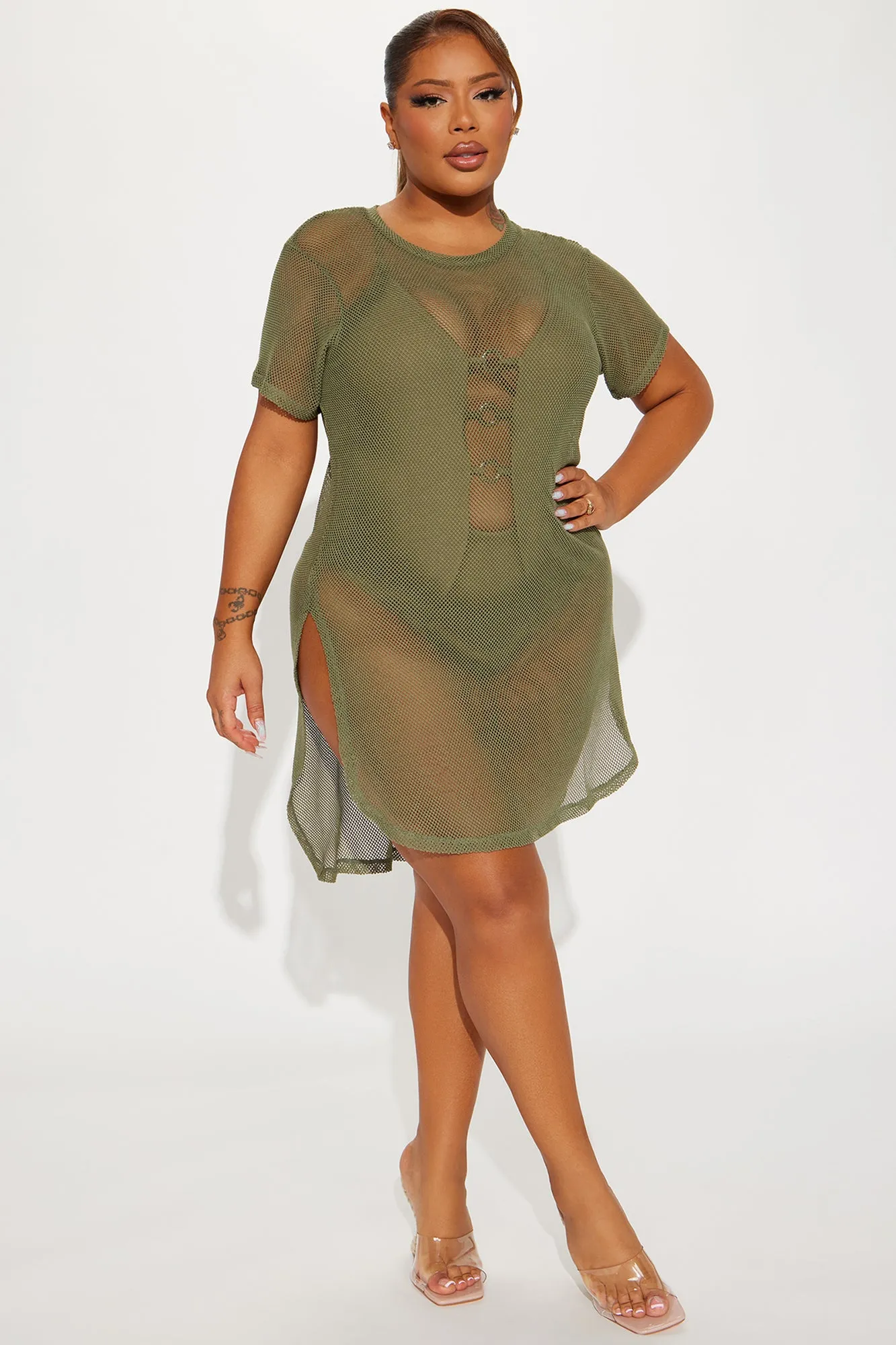 Beach Memories Cover Up Top - Olive sold by Fashion Nova product image thumbnail 3