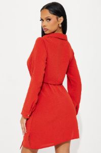Claire Mini Shirt Dress - Rust sold by Fashion Nova