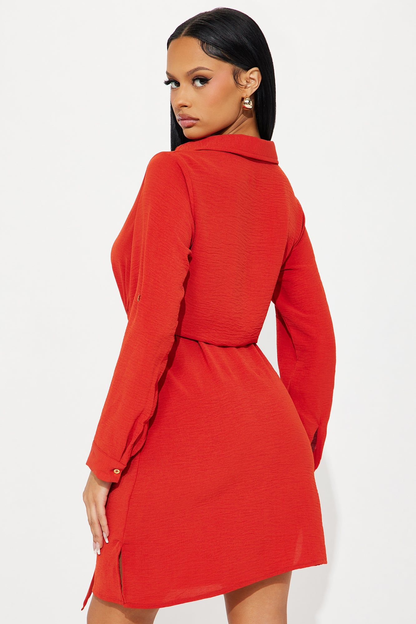 Claire Mini Shirt Dress - Rust sold by Fashion Nova product image thumbnail 3