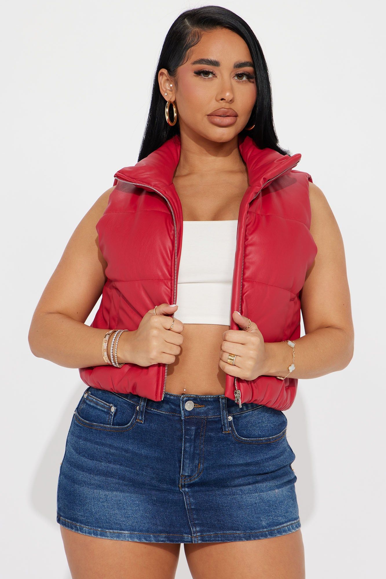 Take Your Shot Puffer Vest - Red sold by Fashion Nova