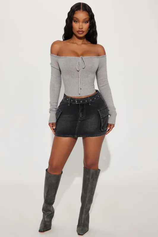 Natalie Denim Cargo Mini Skirt - Black sold by Fashion Nova