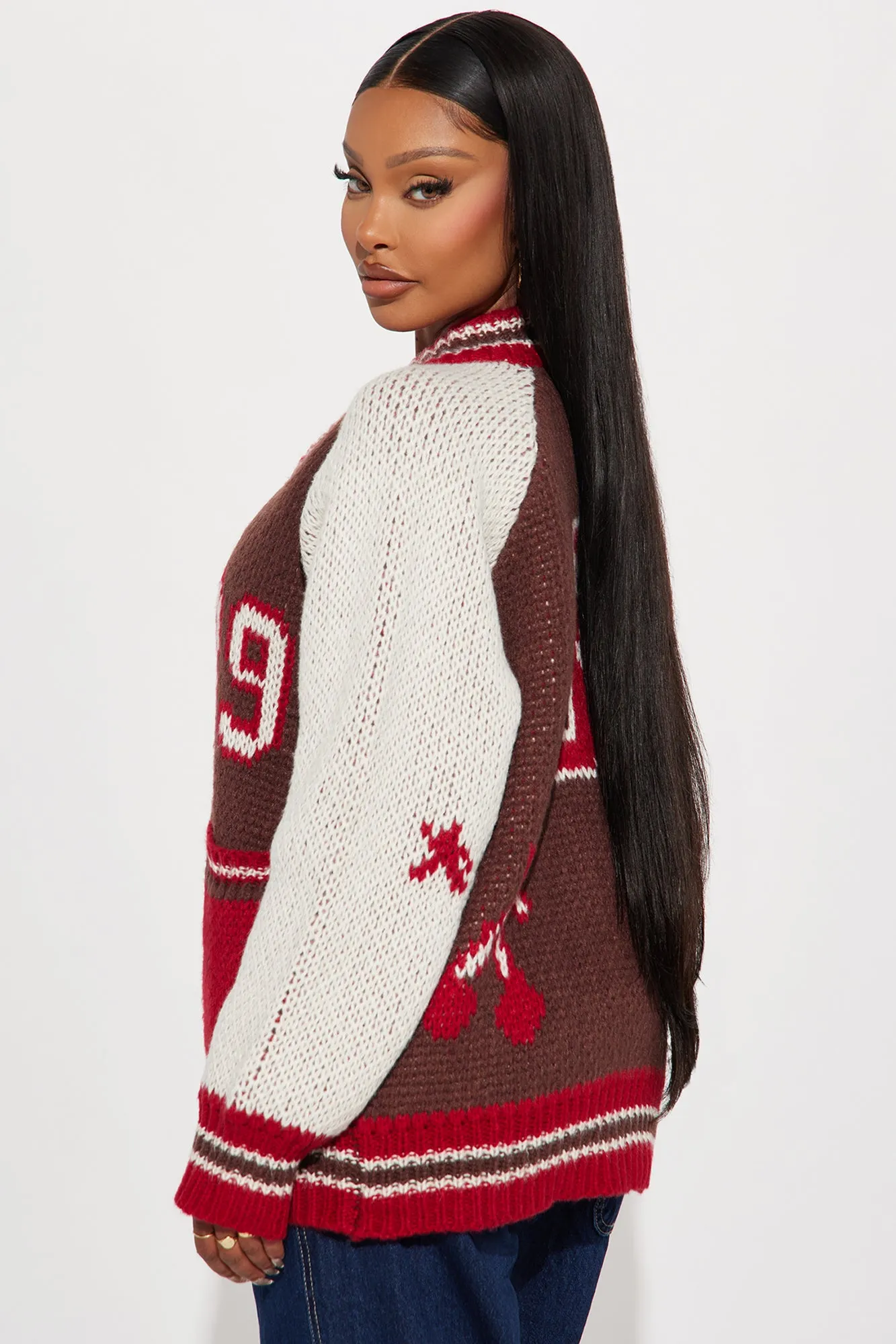 89 Forever Varsity Front Zip Sweater - Brown/combo sold by Fashion Nova product image thumbnail 5