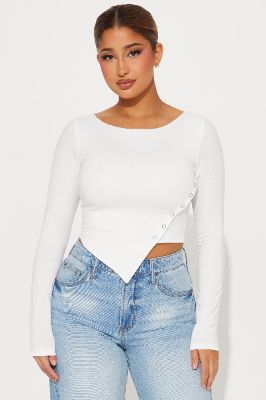 Bianca Button Down Top - White sold by Fashion Nova
