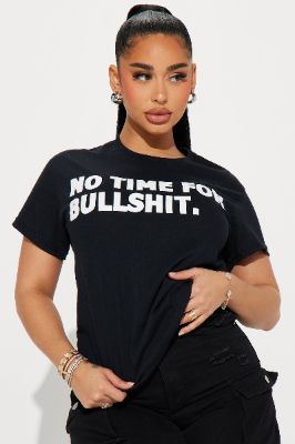 No Time For BS Tshirt - Black/White sold by Fashion Nova