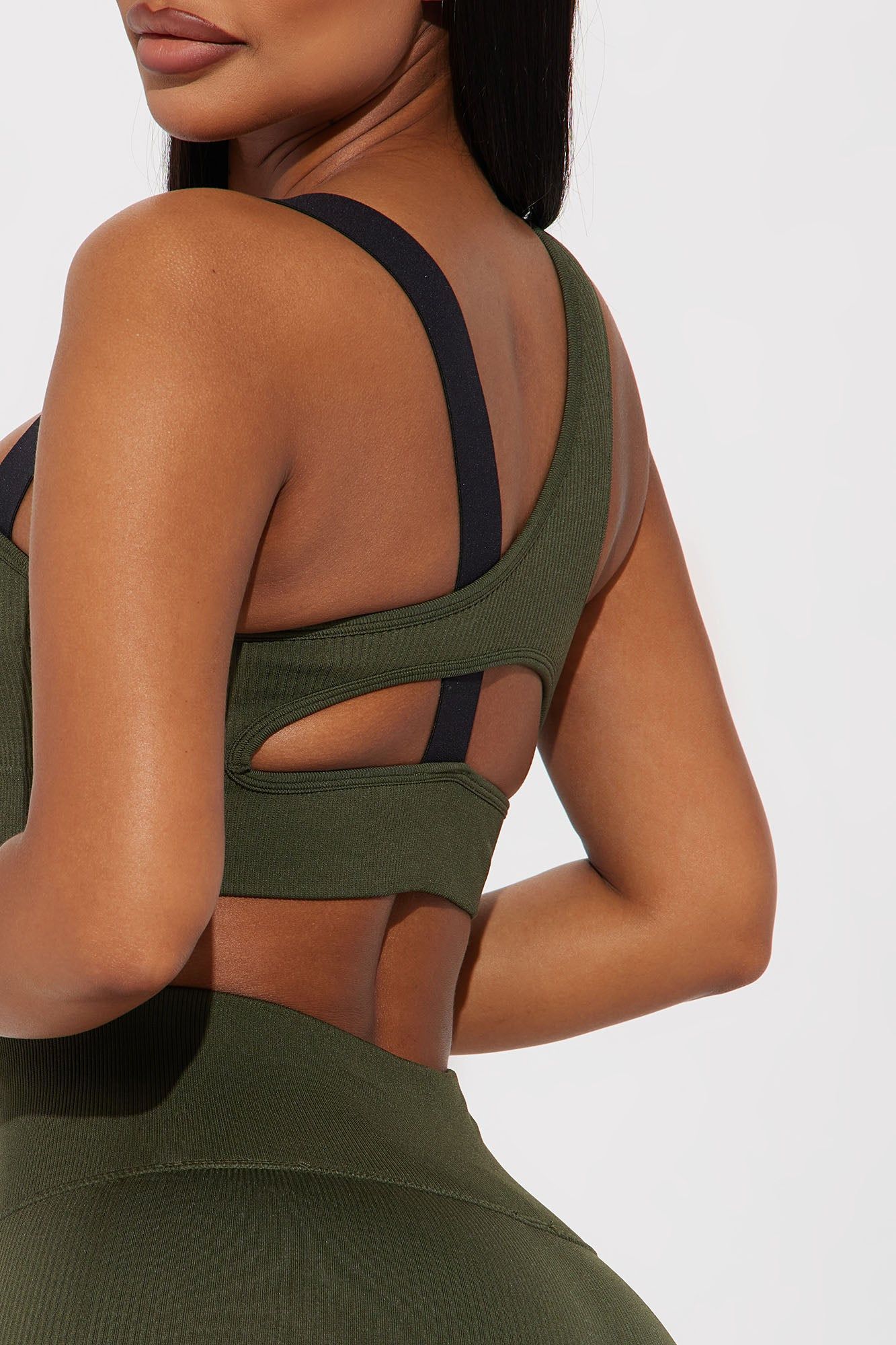Effortless Ciera Ribbed Seamless Bra Top - Olive sold by Fashion Nova product image thumbnail 3