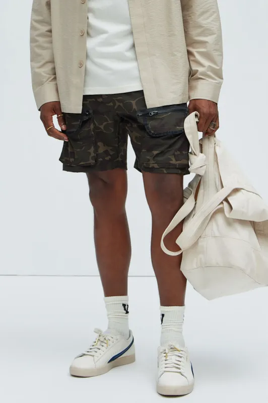 Can't Have It Nylon Cargo Shorts - Camouflage sold by Fashion Nova
