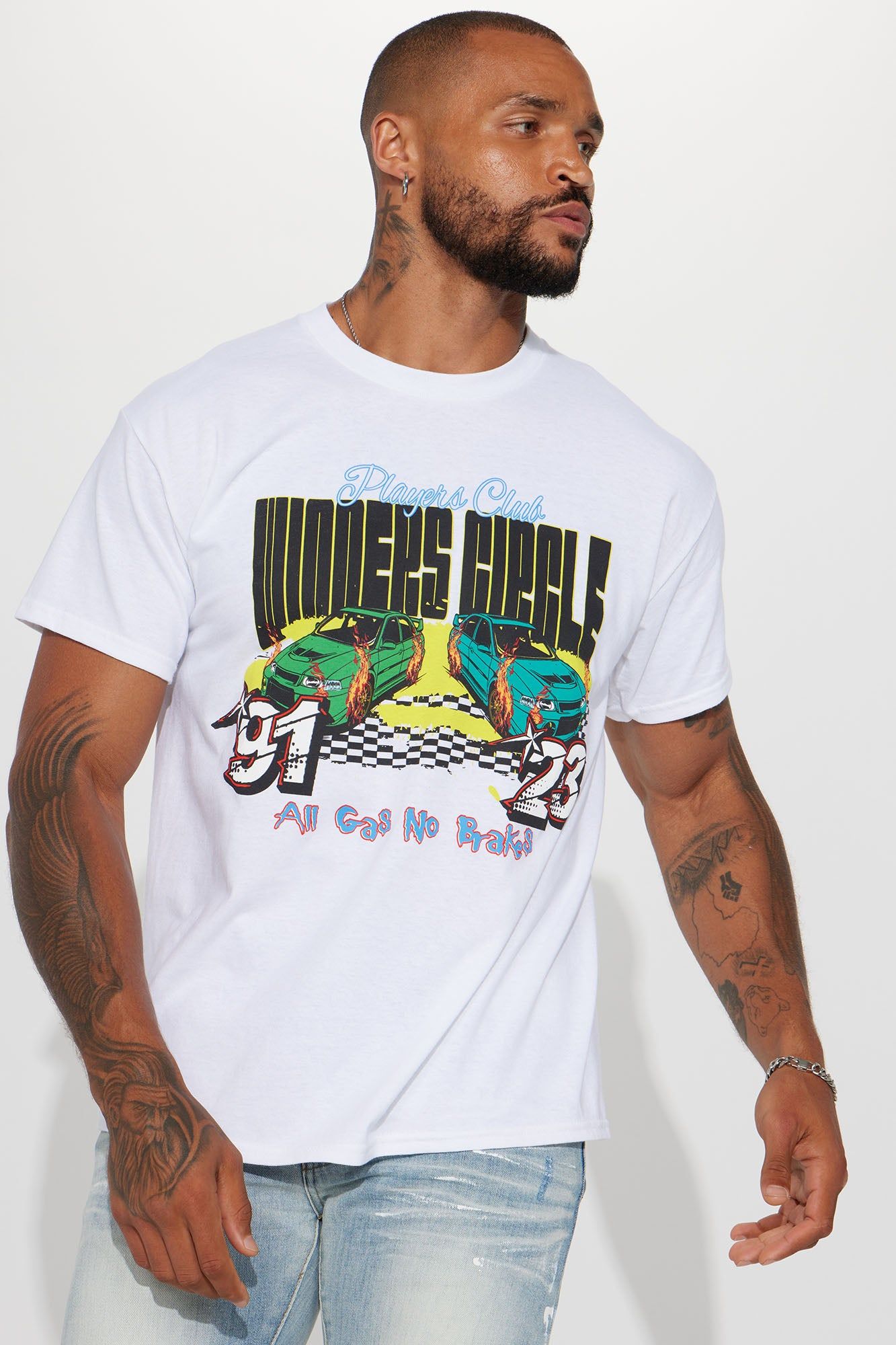 Players Circle Short Sleeve Tee - White sold by Fashion Nova