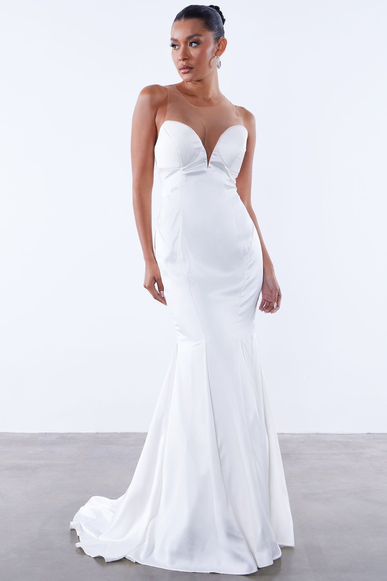 Daniella Satin Gown - White sold by Fashion Nova