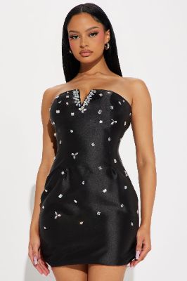 Arielle Satin Mini Dress - Black sold by Fashion Nova
