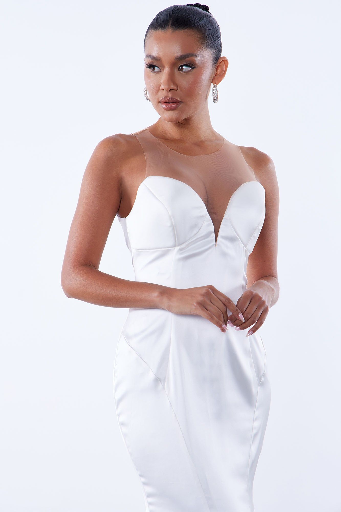 Daniella Satin Gown - White sold by Fashion Nova product image thumbnail 2