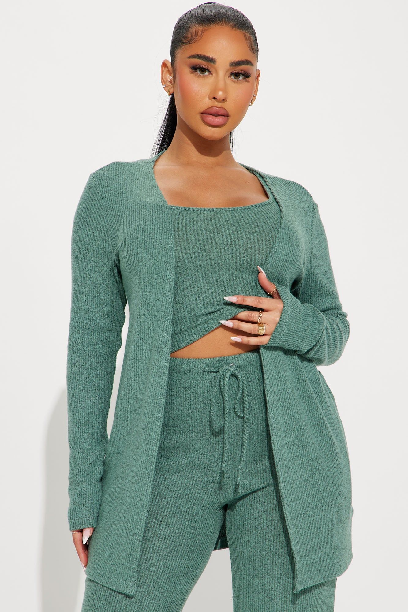 Calm N Cozy 3 Piece Pant Set - Sage sold by Fashion Nova product image thumbnail 2