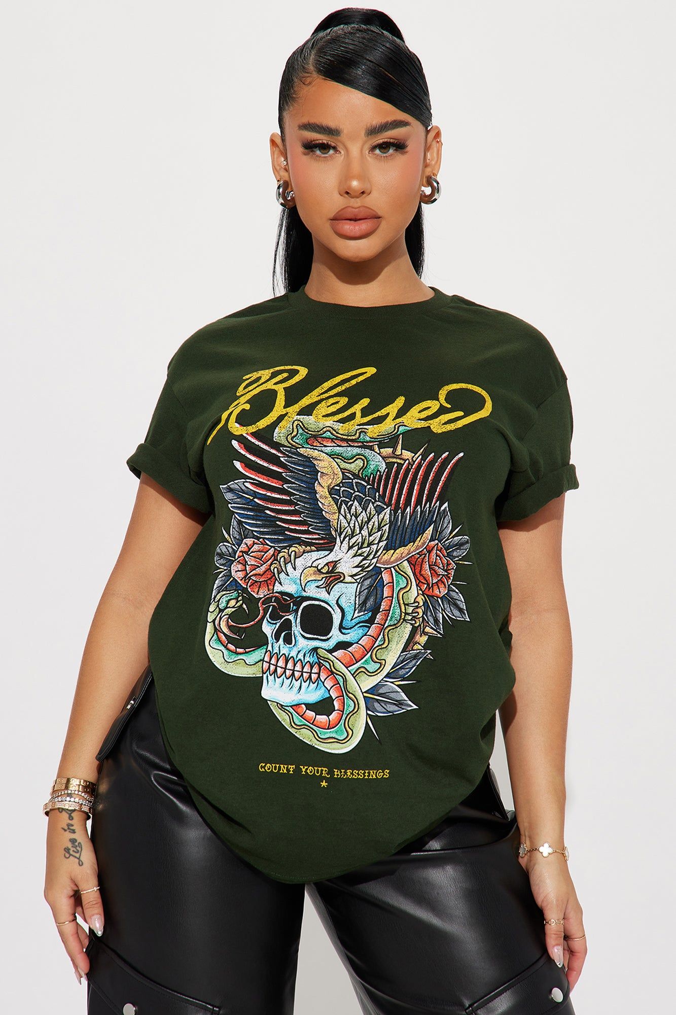 Blessed Graphic Tshirt - Green sold by Fashion Nova
