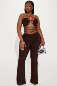 Sassy Mood Pant Set - Brown sold by Fashion Nova