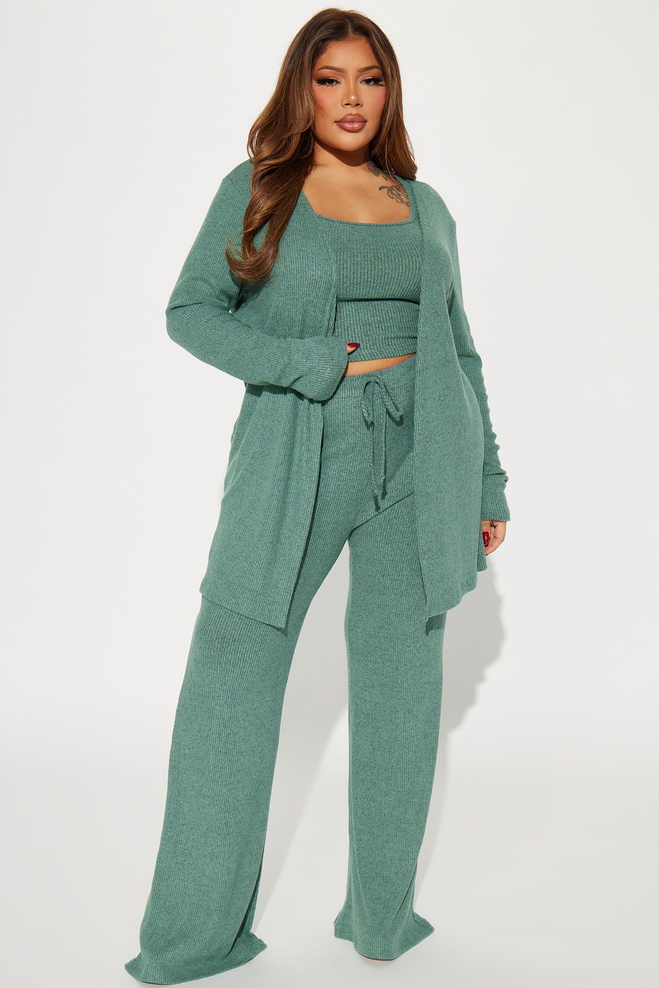 Calm N Cozy 3 Piece Pant Set - Sage sold by Fashion Nova product image thumbnail 4