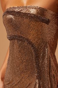 Jolie Chainmail Mini Dress - Bronze sold by Fashion Nova
