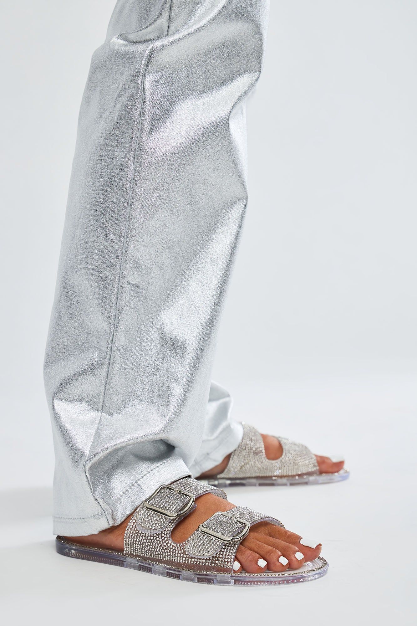 Past Time Flat Sandals - Clear sold by Fashion Nova