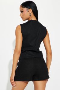Business Casual Linen Vest Top - Black sold by Fashion Nova