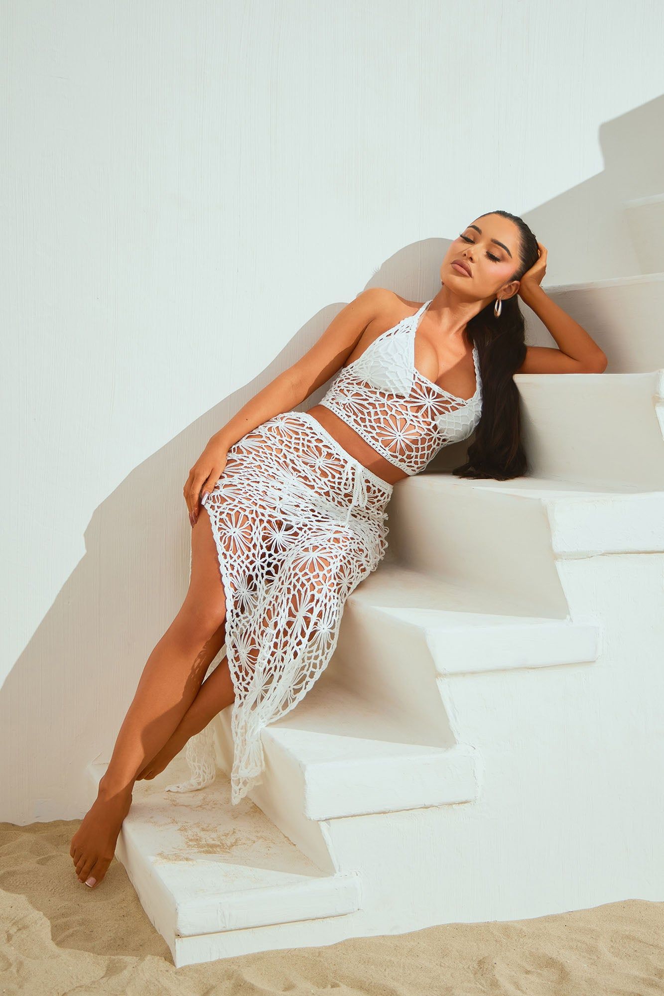 Beachside Cabana 2 Piece Cover Up Skirt Set - White sold by Fashion Nova product image thumbnail 4