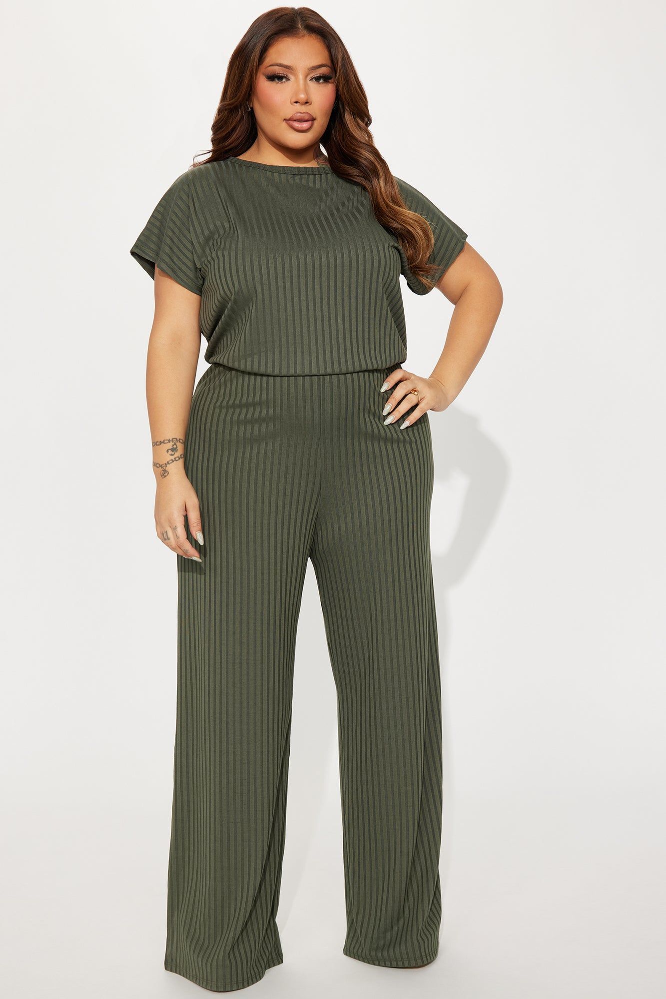 Too Little Too Late Ribbed Jumpsuit - Olive sold by Fashion Nova product image thumbnail 4