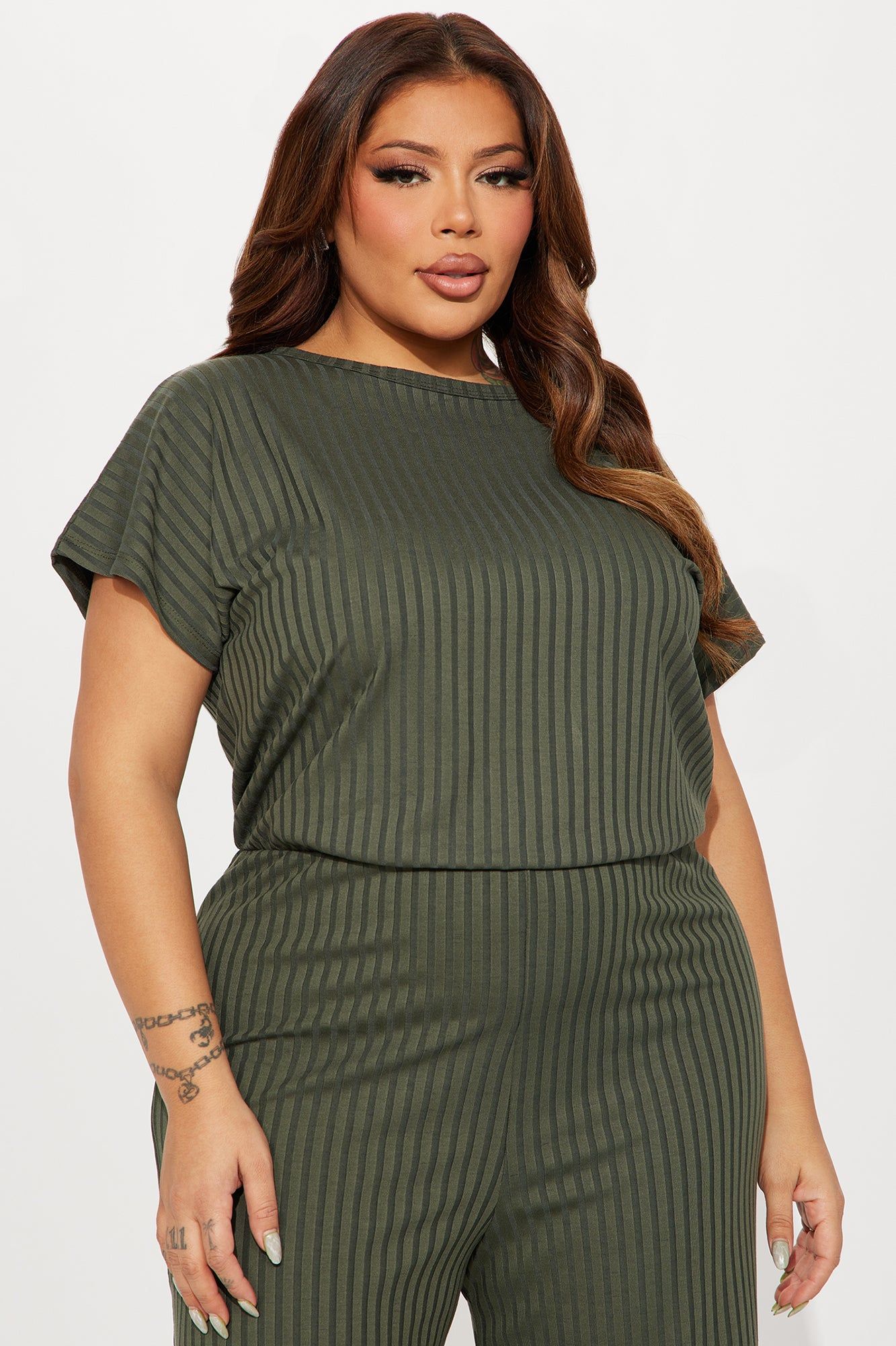 Too Little Too Late Ribbed Jumpsuit - Olive sold by Fashion Nova product image thumbnail 5