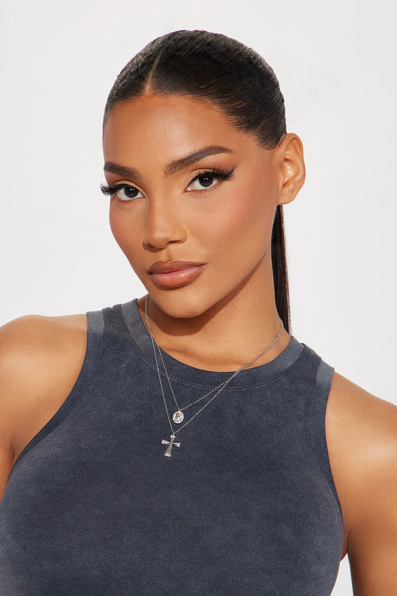 Charming Cross Necklace - Silver sold by Fashion Nova product image thumbnail 2