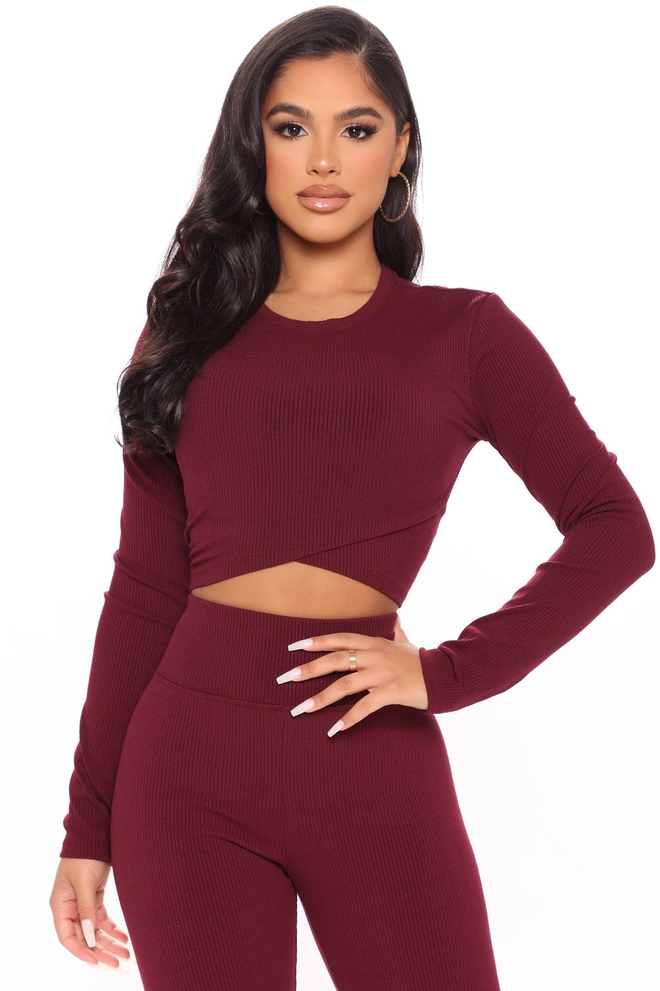 Classy And Cute Legging Set - Burgundy sold by Fashion Nova product image thumbnail 2