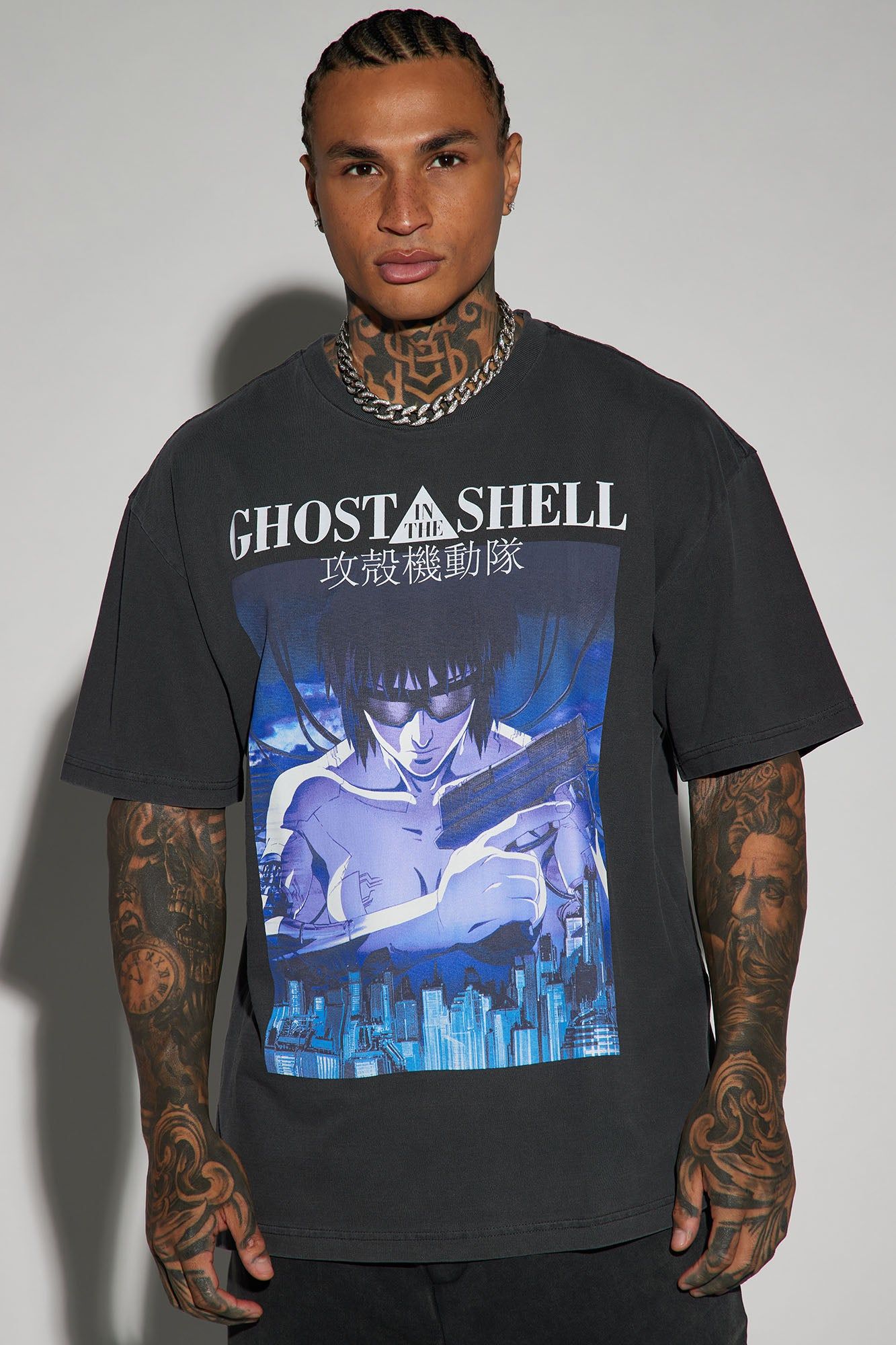 Ghost In The Shell Oversized Short Sleeve Tee - Black sold by Fashion Nova