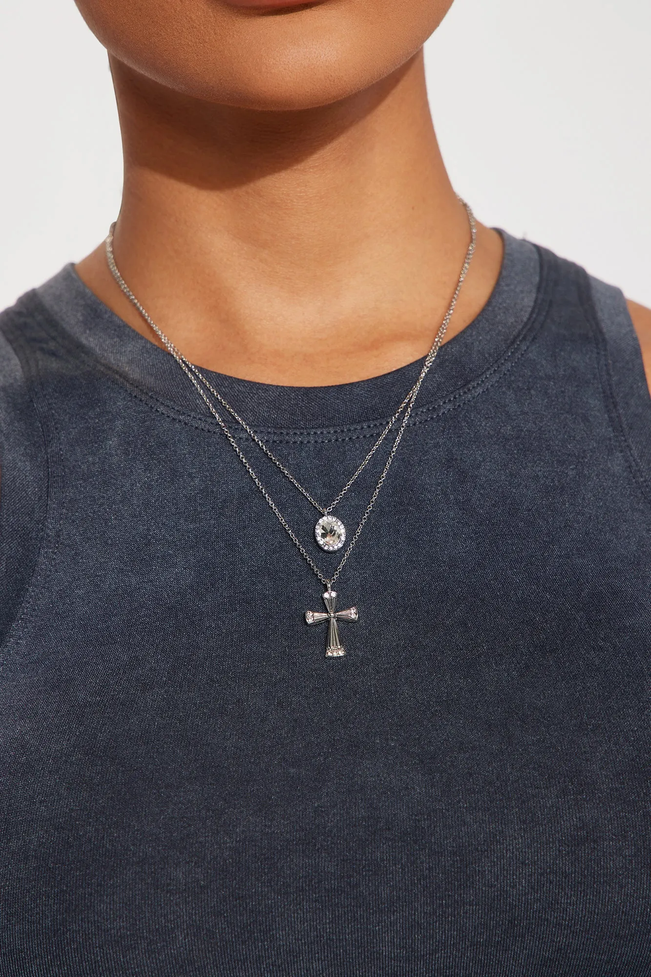 Charming Cross Necklace - Silver sold by Fashion Nova