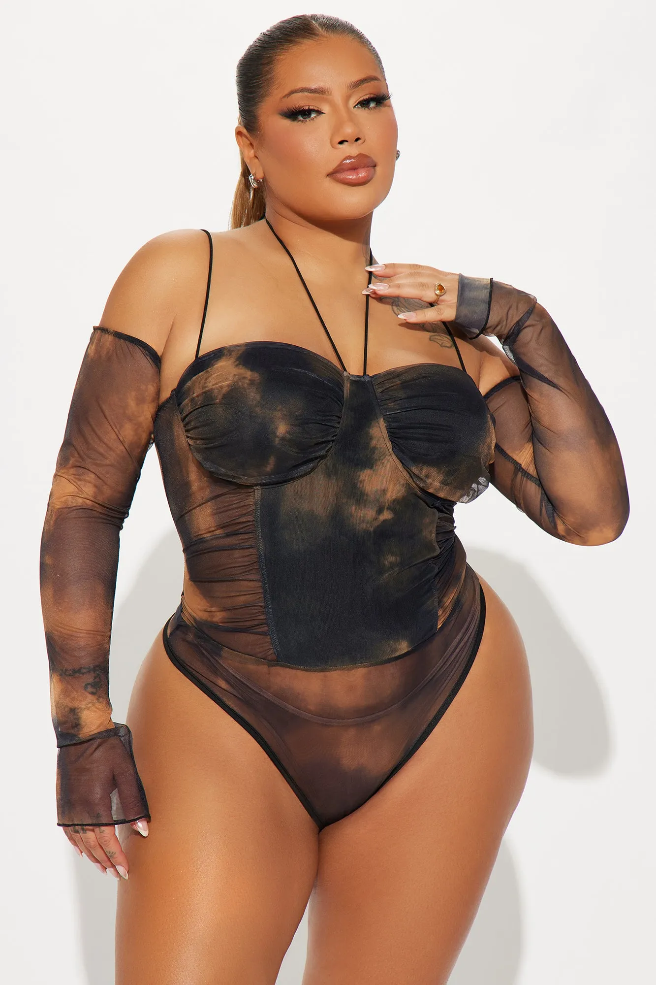 Not Phased Mesh Bodysuit - Black/combo sold by Fashion Nova product image thumbnail 5