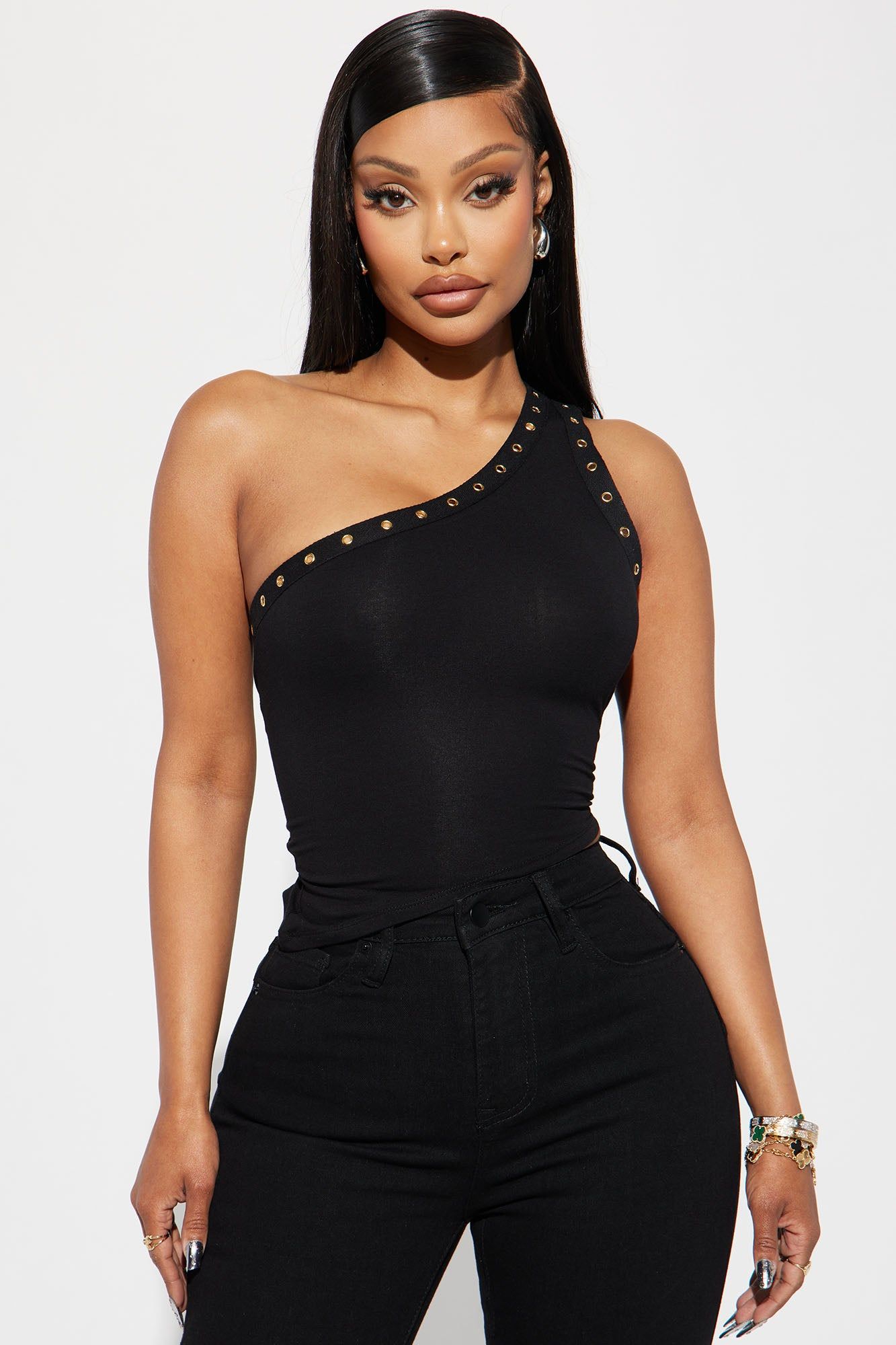 Aphrodite One Shoulder Top - Black sold by Fashion Nova