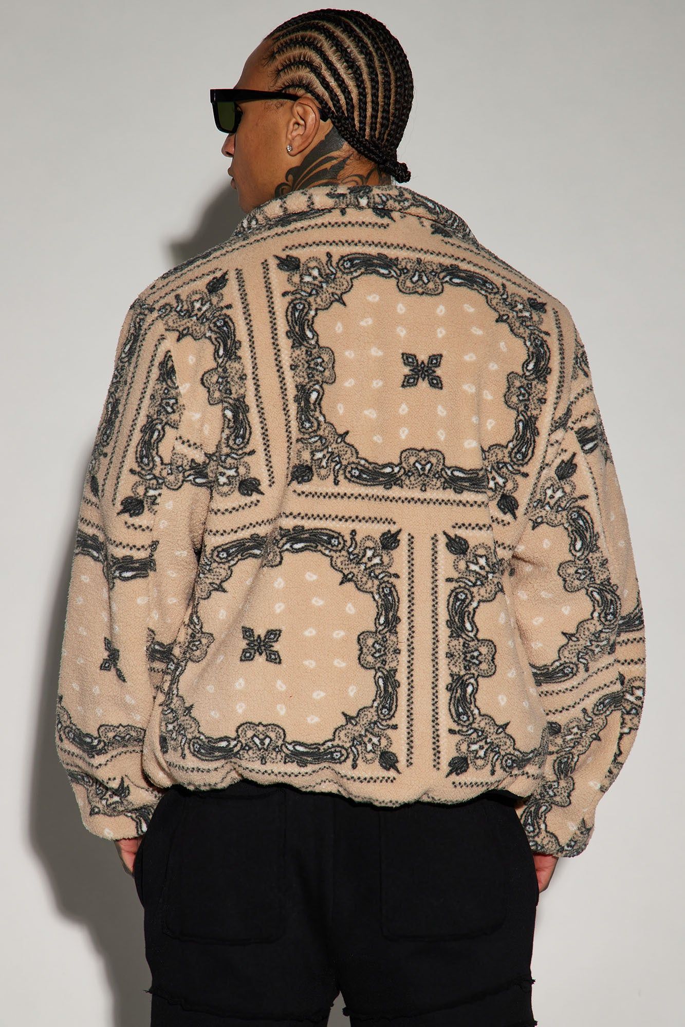 Eyes On Paisley Print Fleece Jacket - Tan sold by Fashion Nova product image thumbnail 4